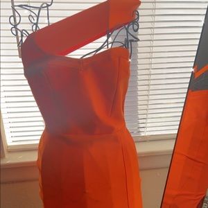 SHEIN cross shoulder orange dress